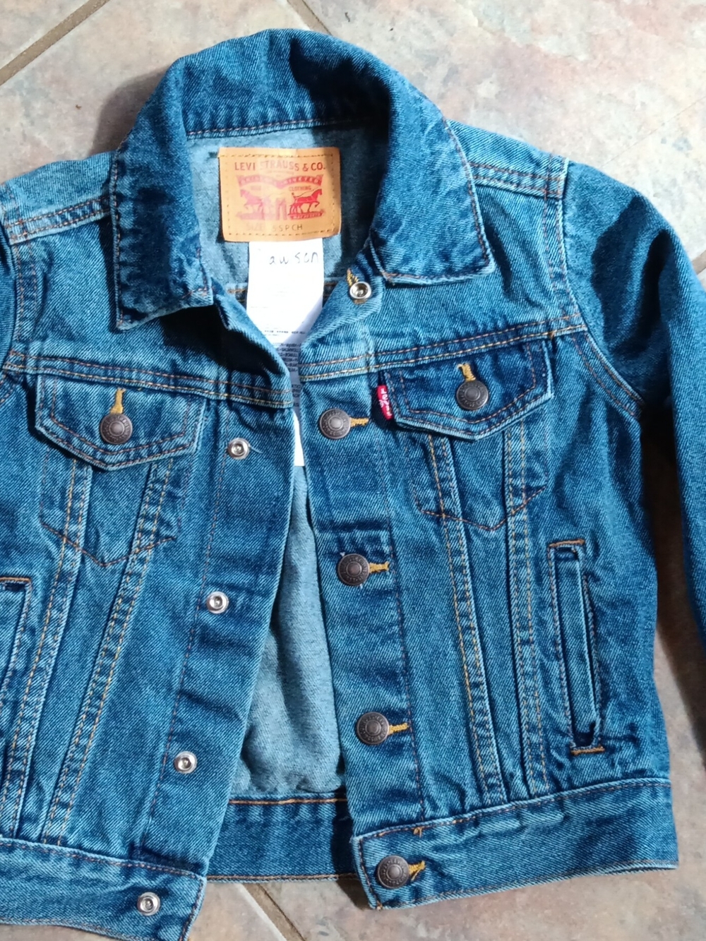 Levi's Kids Blue Denim Trucker Jacket with Red Tab